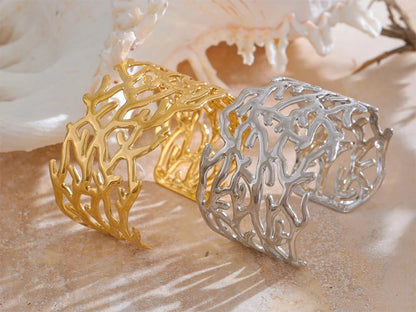 Twig minimalist hollow wide cuff bracelet - product image