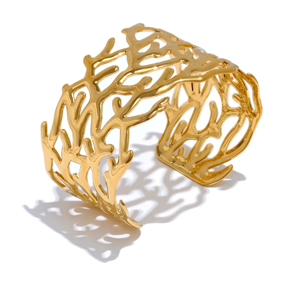 Twig minimalist hollow wide cuff bracelet - product image