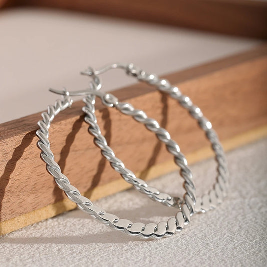 Twist big minimalist hoop earrings women fashion - product image