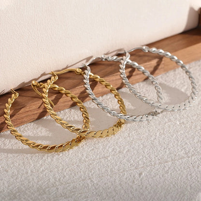 Twist big minimalist hoop earrings women fashion - product image