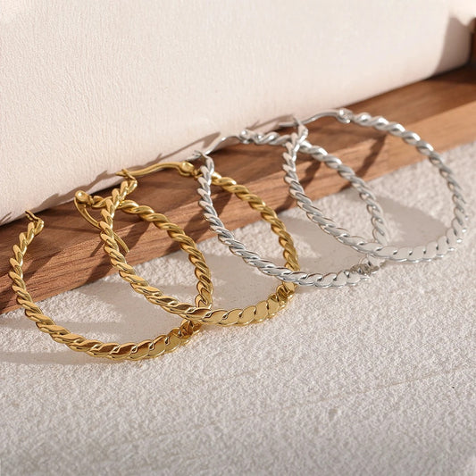 Twist big minimalist hoop earrings women fashion - product image