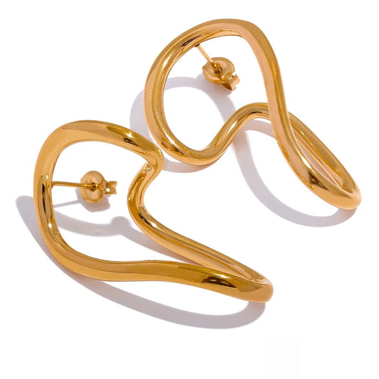 Twisted contemporary hollow push-back stud earrings - product image
