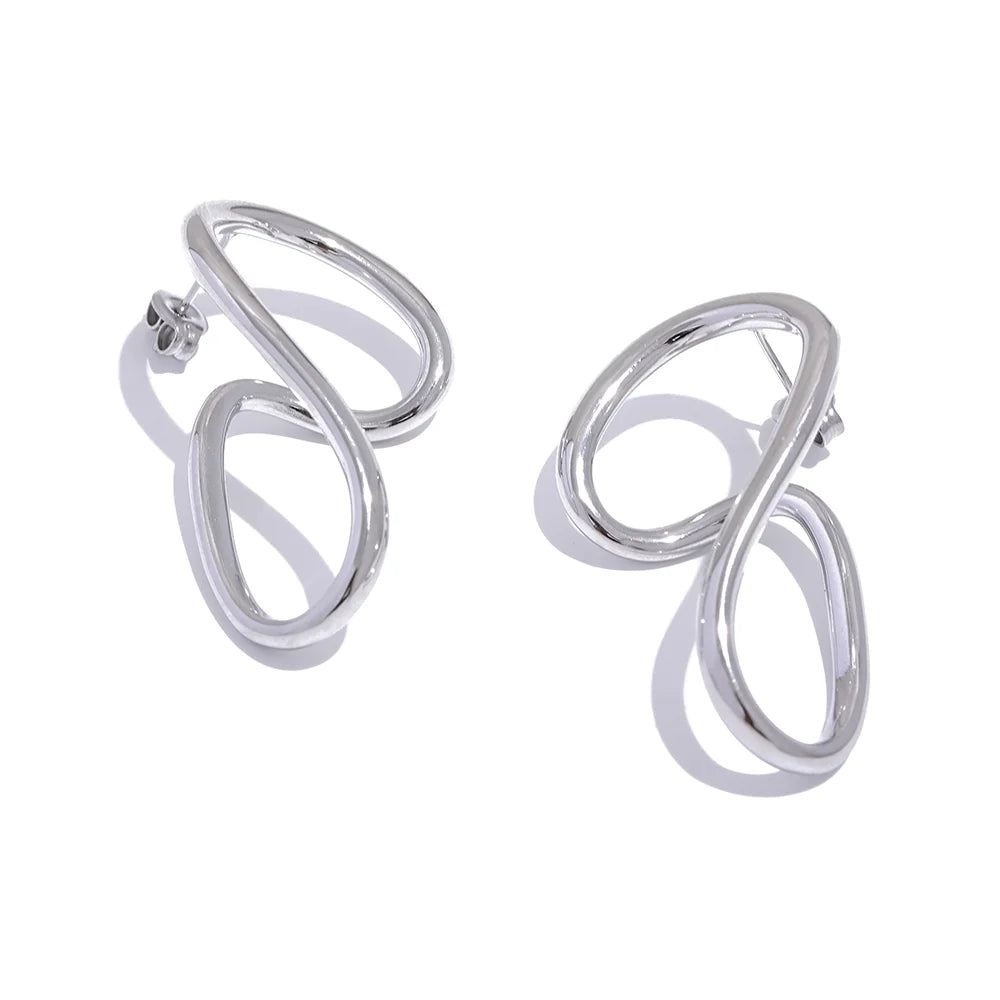 Twisted contemporary hollow push-back stud earrings - product image