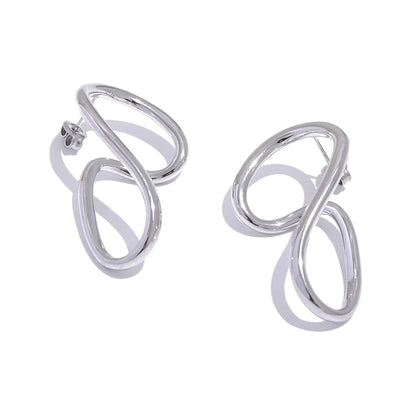 Twisted contemporary hollow push-back stud earrings - product image