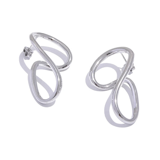 Twisted contemporary hollow push-back stud earrings - product image