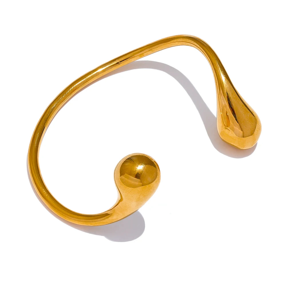 Twisted cuff open minimalist charm bracelet - product image