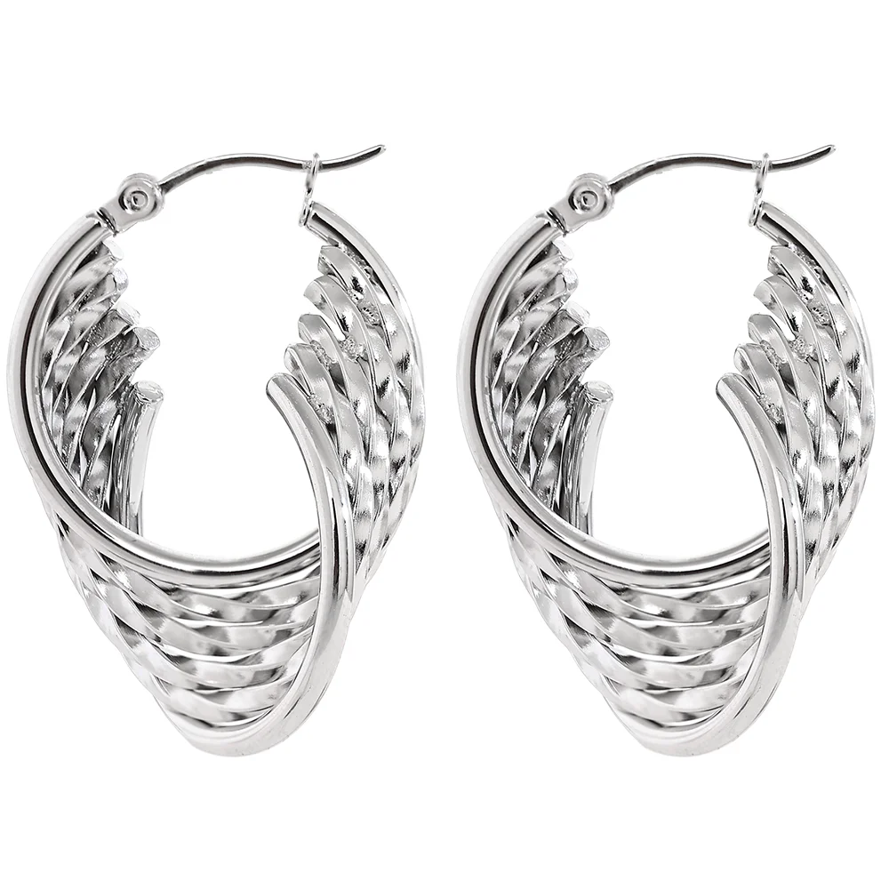 Twisted hollow hoop contemporary statement earrings - product image