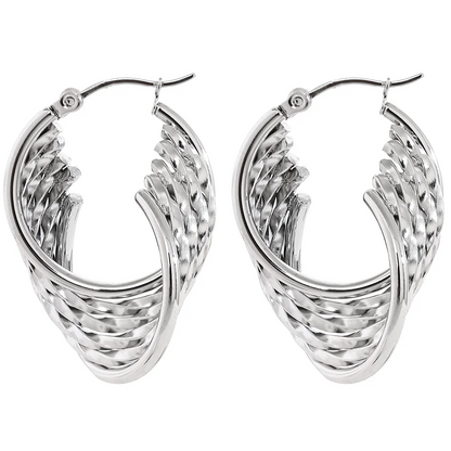 Twisted hollow hoop contemporary statement earrings - product image
