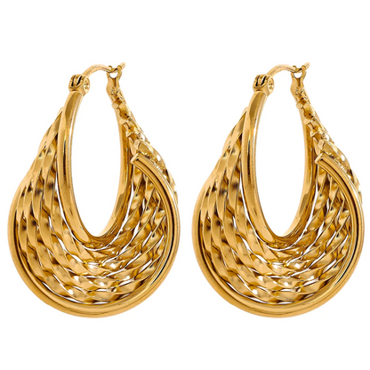 Twisted hollow hoop contemporary statement earrings - product image