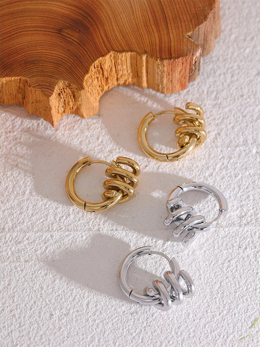Twisted modern hoop earrings women - product image