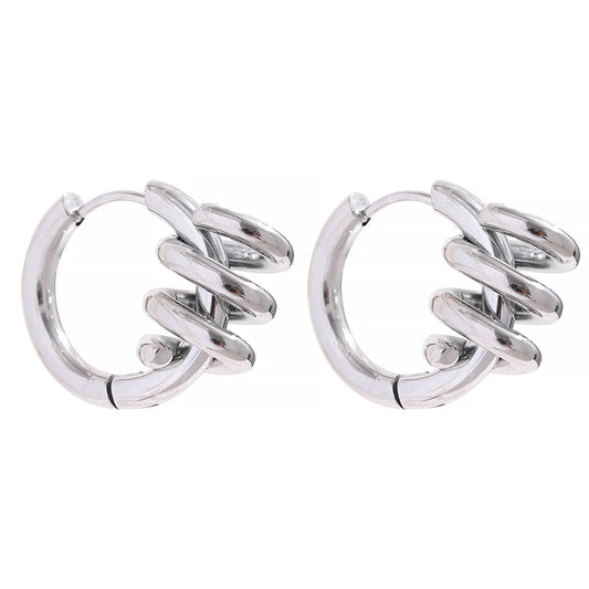 Twisted modern hoop earrings women - product image