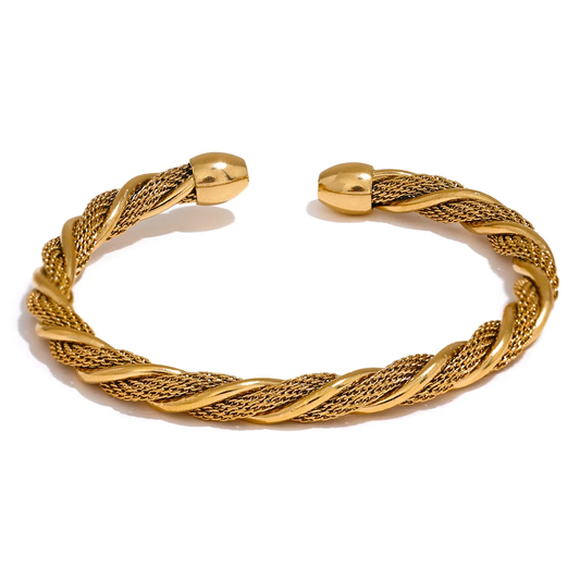 Twisted round cuff contemporary women bracelet - product image