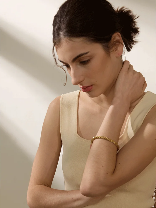 Twisted round cuff contemporary women bracelet - product image
