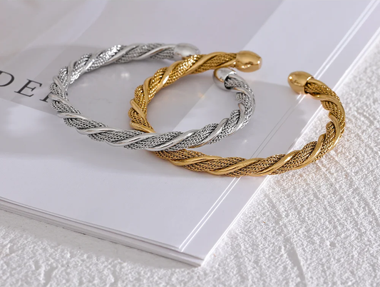 Twisted round cuff contemporary women bracelet - product image