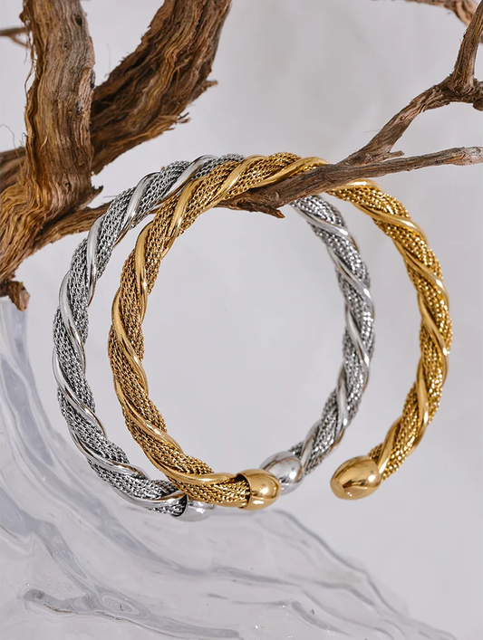 Twisted round cuff contemporary women bracelet - product image