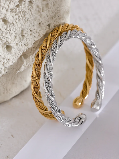 Twisted round cuff contemporary women bracelet - product image