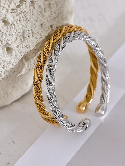Twisted round cuff contemporary women bracelet - product image