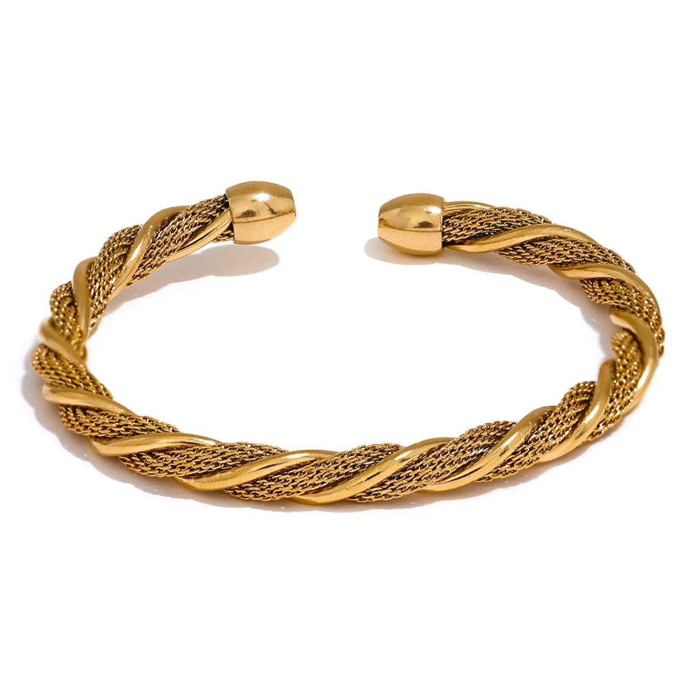 Twisted round cuff contemporary women bracelet - product image