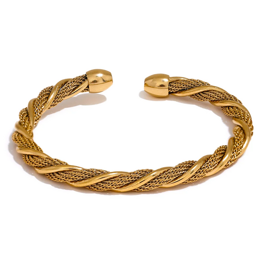 Twisted round cuff contemporary women bracelet - product image