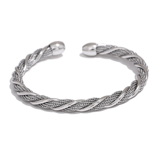 Twisted round cuff contemporary women bracelet - product image