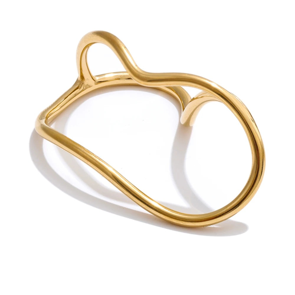 Two finger minimalist contemporary adjustable ring - product image