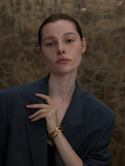 Unique design hollow wide cuff bracelet - product image