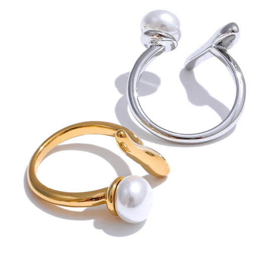 Unique design imitation pearls modern ring - product image