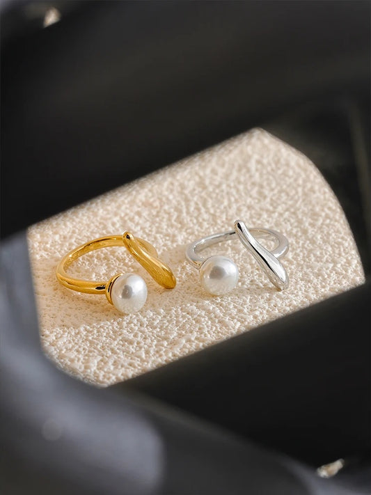 Unique design imitation pearls modern ring - product image