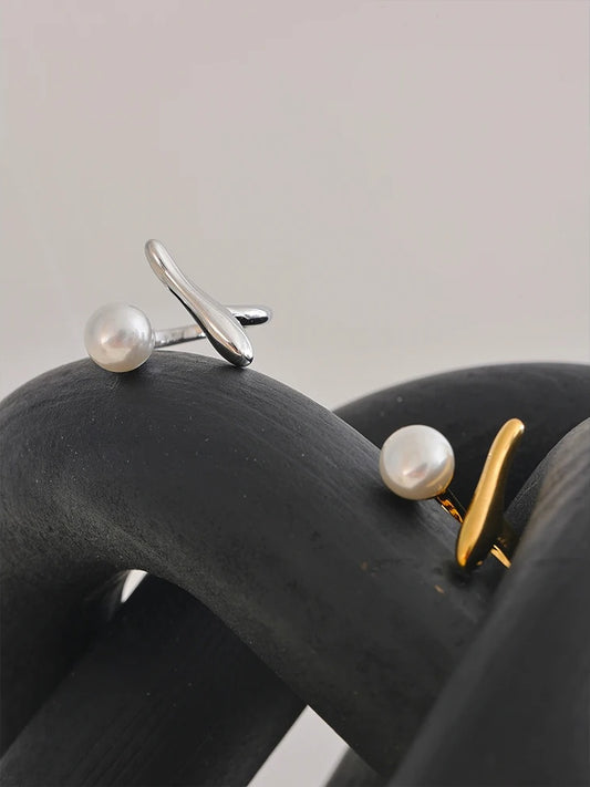 Unique design imitation pearls modern ring - product image