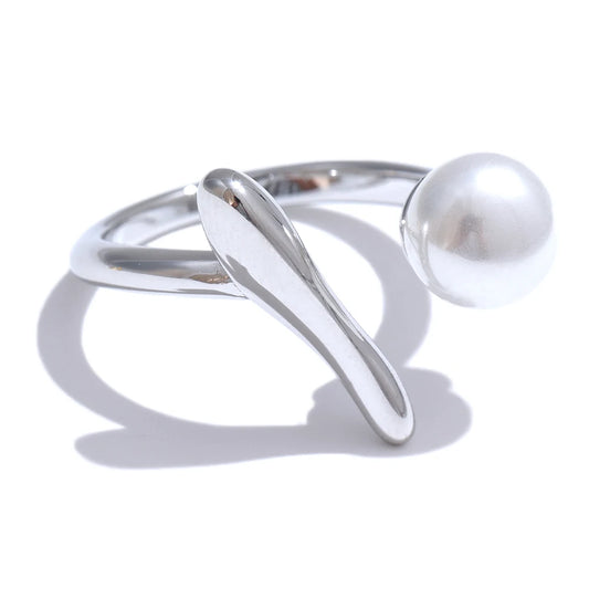 Unique design imitation pearls modern ring - product image