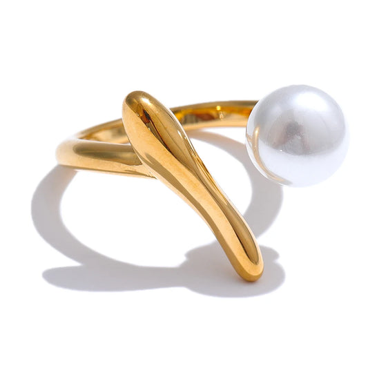 Unique design imitation pearls modern ring - product image