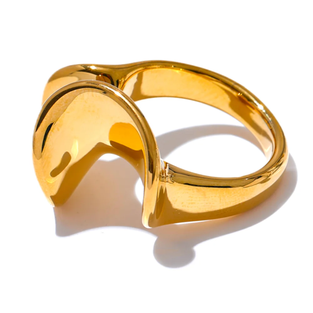 Unique irregular contemporary smooth metal ring - product image