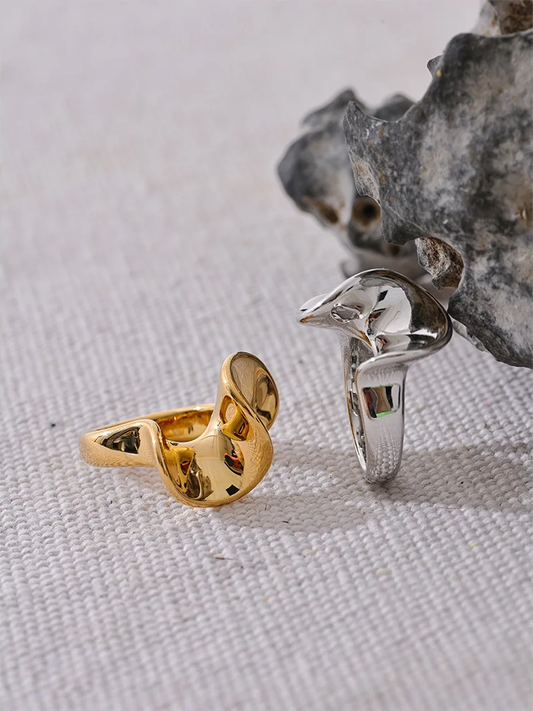 Unique irregular contemporary smooth metal ring - product image