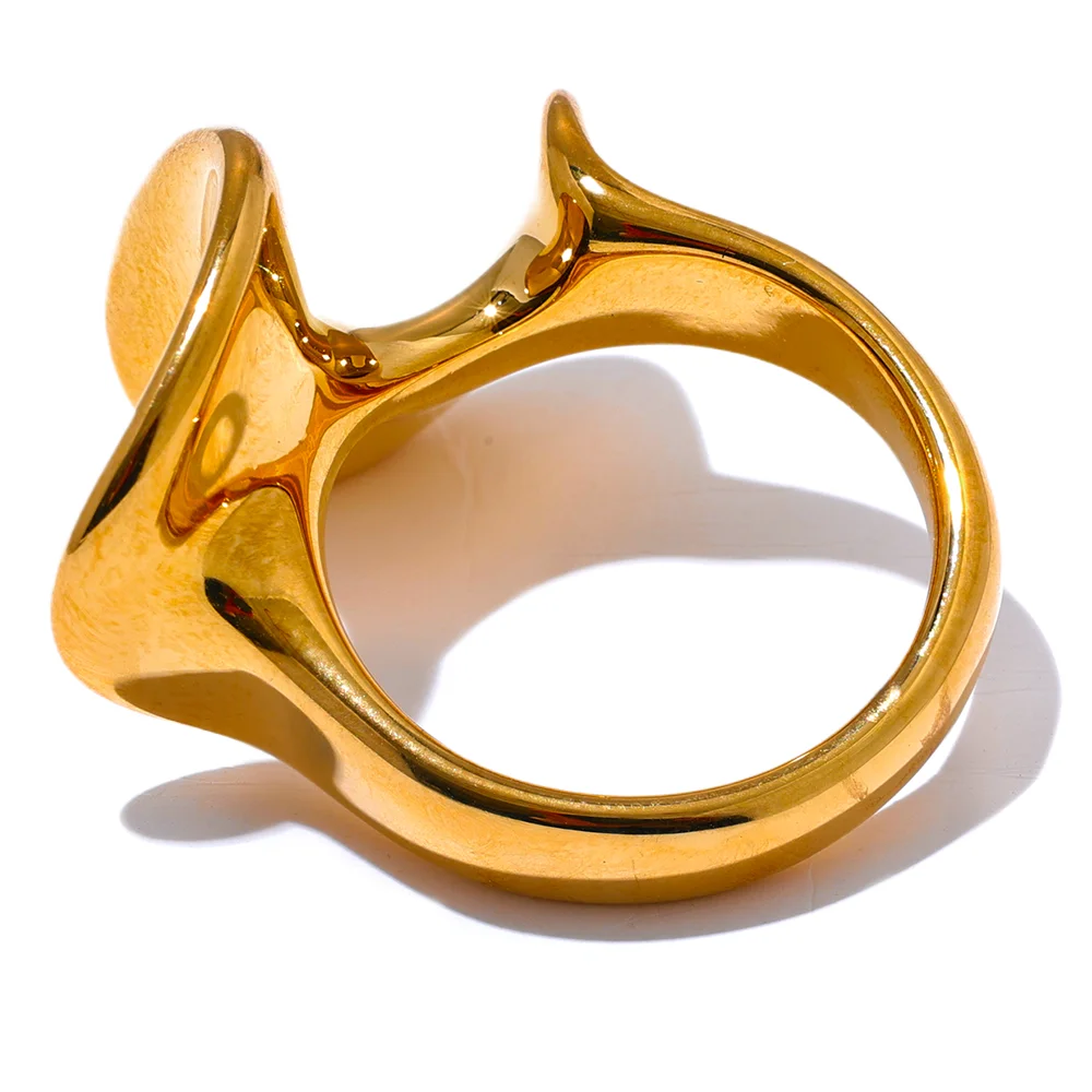 Unique irregular contemporary smooth metal ring - product image