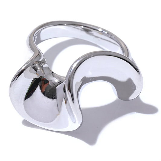 Unique irregular contemporary smooth metal ring - product image
