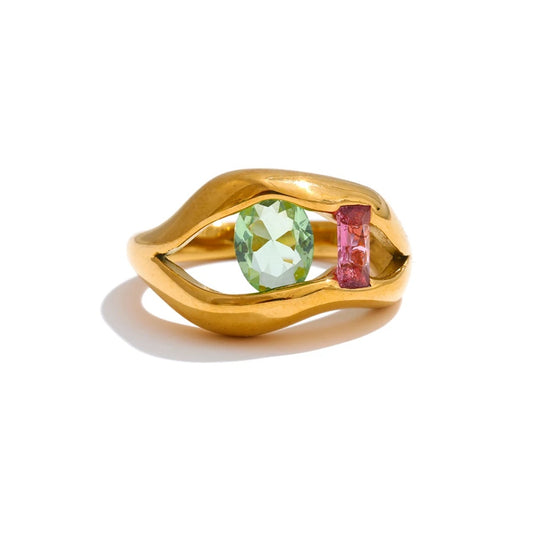 Unique lip design cubic zirconia ring - product image
