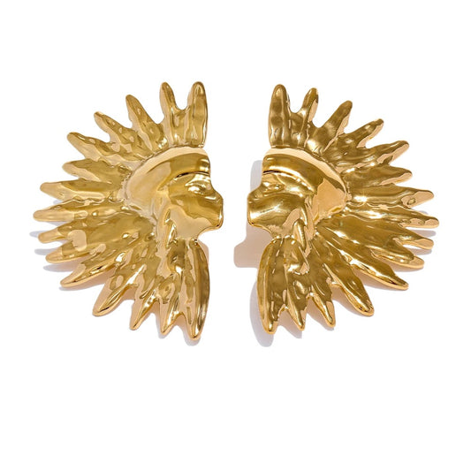 Unique portrait metal individualistic stud earrings - product image