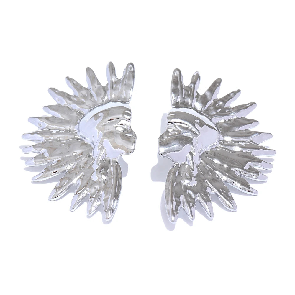 Unique portrait metal individualistic stud earrings - product image