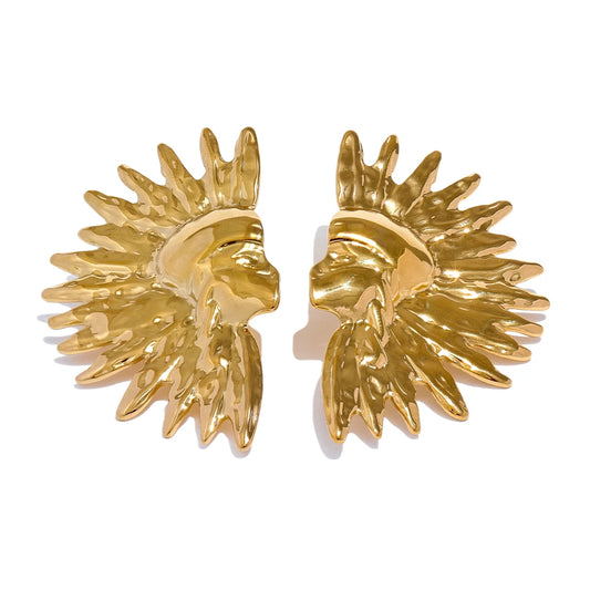 Unique portrait metal individualistic stud earrings - product image