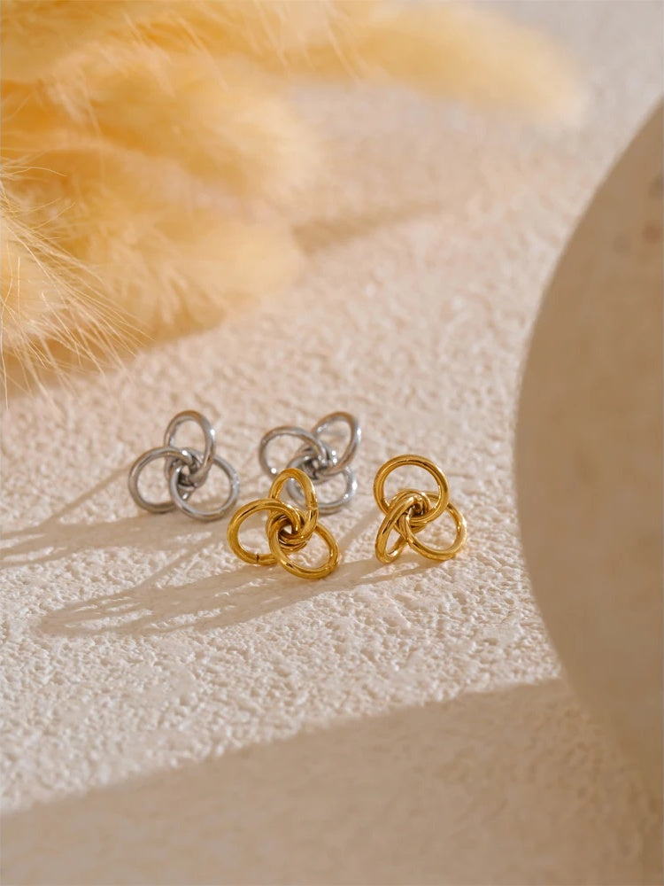 Unique stainless steel circle stud earrings - product image