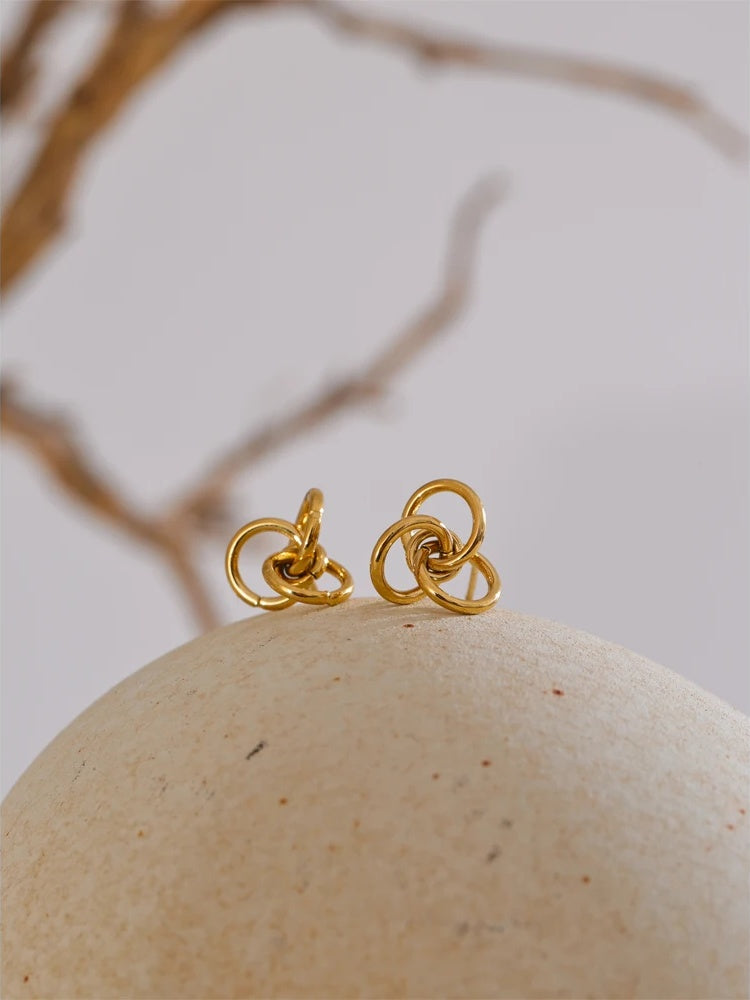 Unique stainless steel circle stud earrings - product image