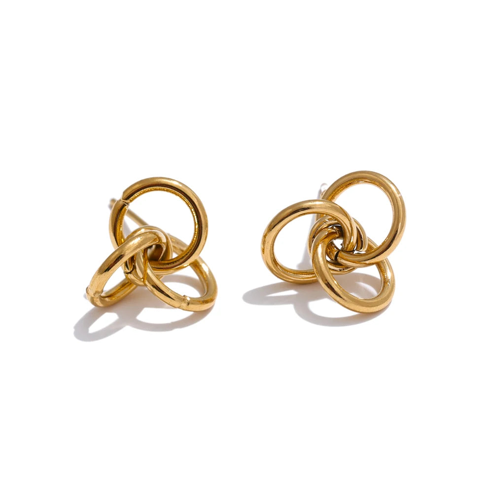 Unique stainless steel circle stud earrings - product image