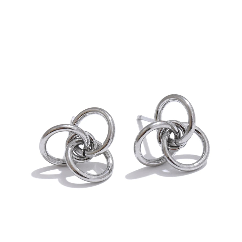 Unique stainless steel circle stud earrings - product image