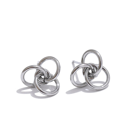 Unique stainless steel circle stud earrings - product image