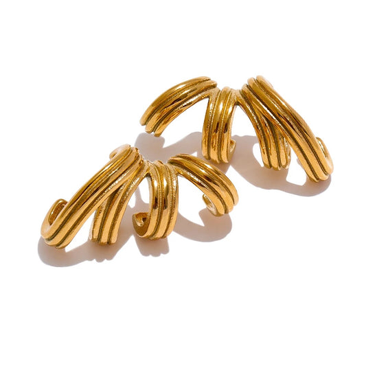 Unique stainless steel minimalist hoop earrings - product image