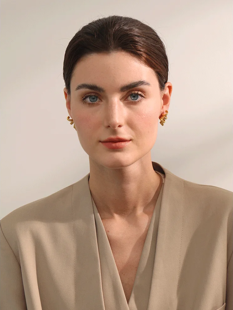 Unique stainless steel minimalist hoop earrings - product image