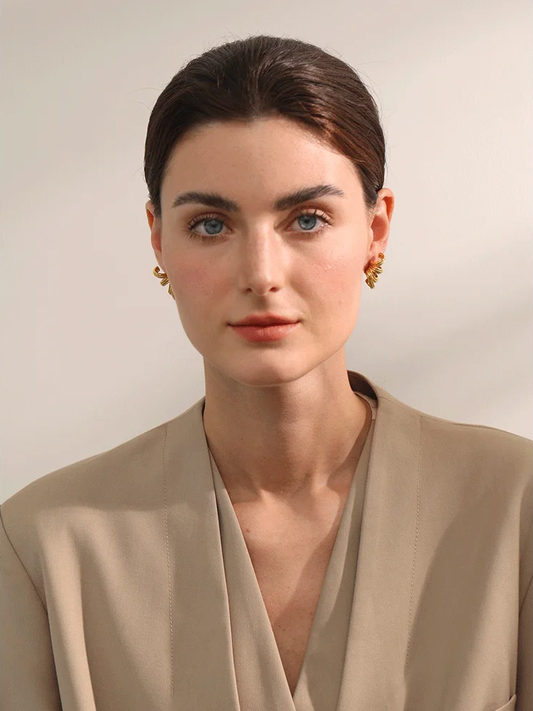 Unique stainless steel minimalist hoop earrings - product image