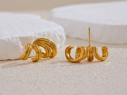 Unique stainless steel minimalist hoop earrings - product image