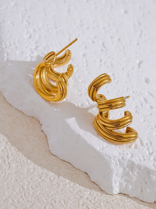 Unique stainless steel minimalist hoop earrings - product image