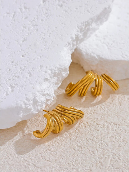 Unique stainless steel minimalist hoop earrings - product image